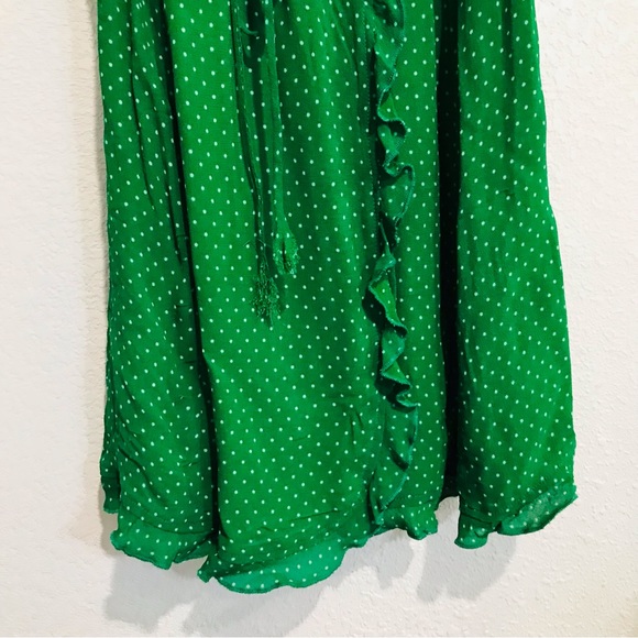 Reformation Sicilia Ruffle Wrap Polka Dot Mini Dress Green Sz XS - Picture 7 of 13
